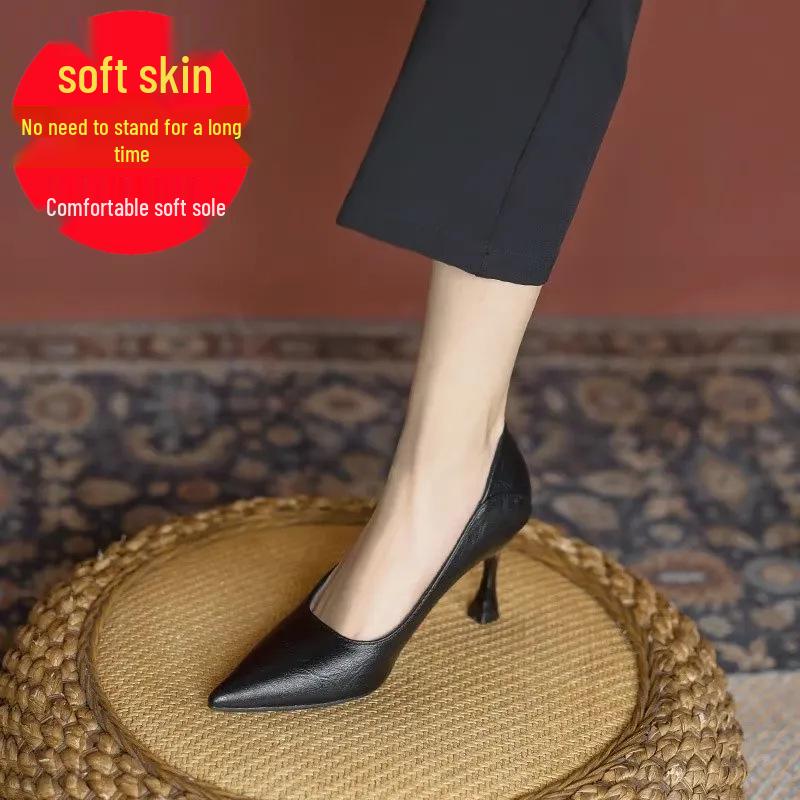 Schwarze Weiche Leder Stilettoabsätze - Bequeme Spitzschuhe für Damen