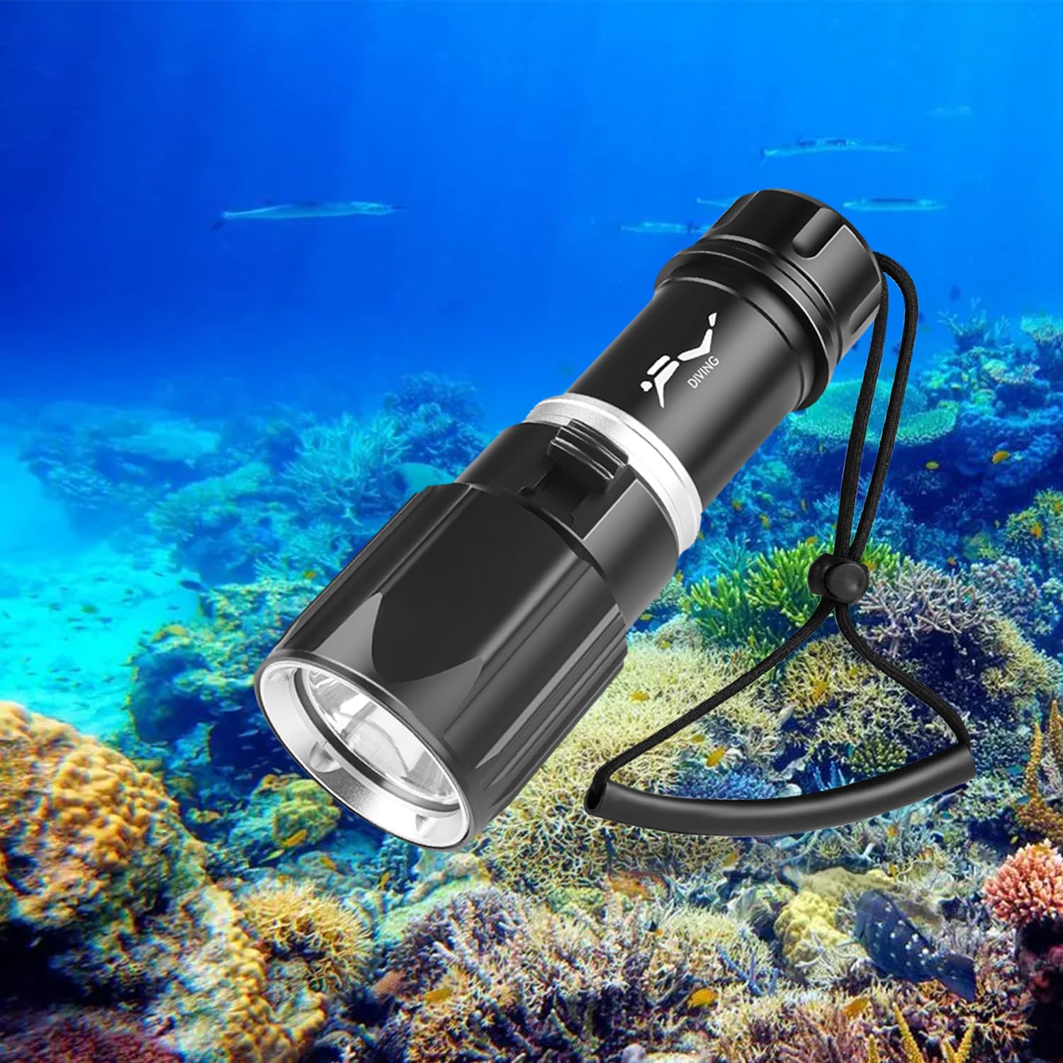 

WINDFIRE Diving Ultra Bright LED 5000 Lumens Underwater 1 Lighting Can be Used up to 100M Underwater Diving Mountain Night Disaster Prevention Power чорний