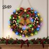 Festive Door Hanging Ornament DIY Acrylic Christmas Faux Pearl Art Kit, Lighted Wreath 3D Beaded Craft Mantelpiece Kit with LED String Light, Beginner