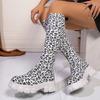 European and American large-size thick-soled long Martin boots, new leopard print casual boots in autumn and winter