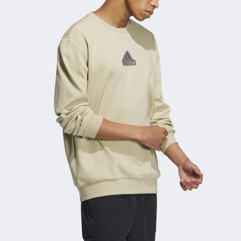 Adidas Solid Color Logo Crewneck Sweatshirt Men Tops Khaki IP4966