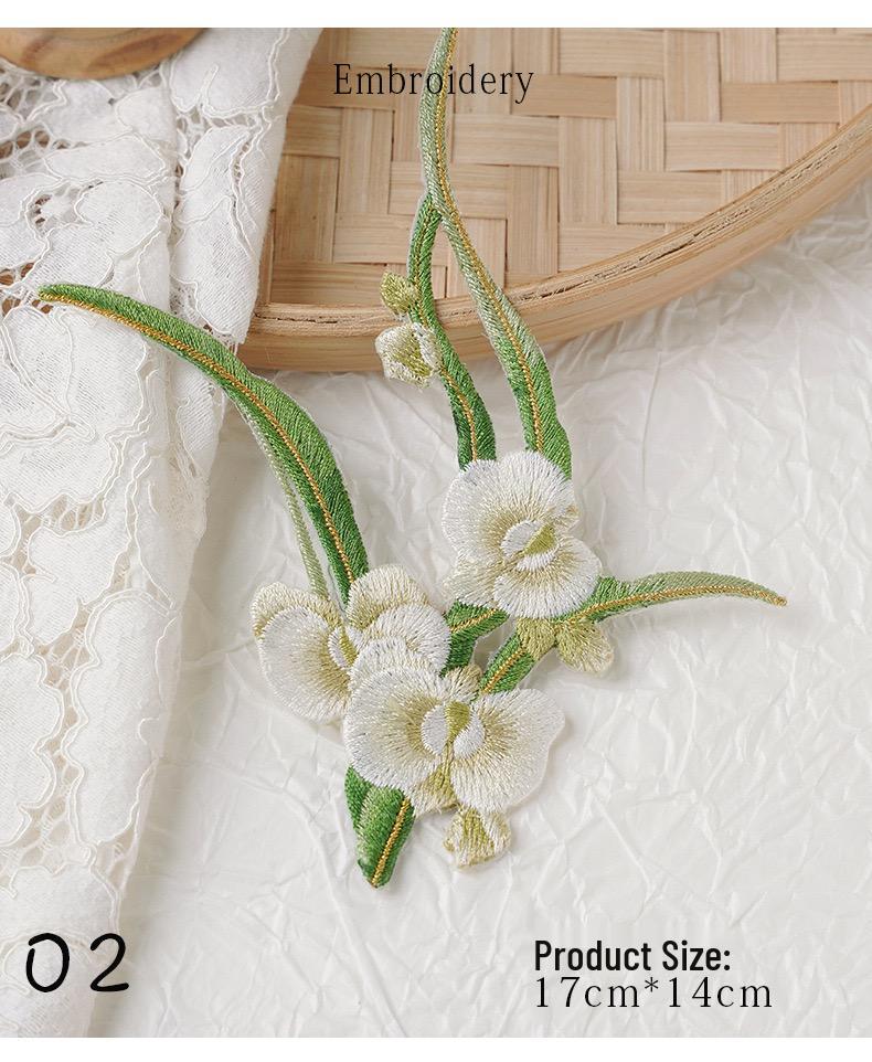 Ancient Style Phalaenopsis Embroidery Patch for Clothes, Pants, Bags & Hanfu DIY