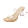 Leather Sheepskin Transparent High-heeled Sandals Women's 2025 New Waterproof Table with Crystal Heel Thick Heel Cool Slippers