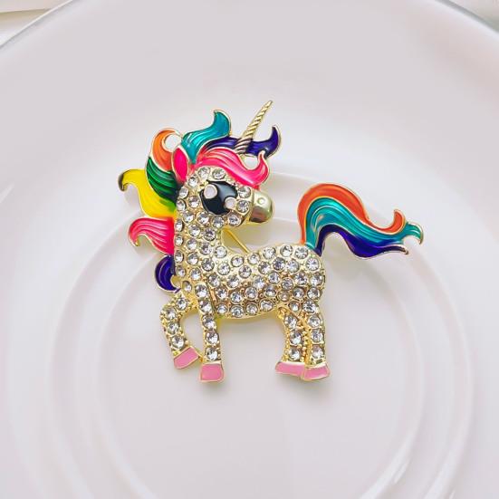 Broșă Pietre Strălucitoare Colorate Încrustate Design Cal Broșă Ac Insignă Rever Guler Costum Accesoriu Elegant
