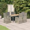 Vidaxl 7-Cz. Gartenmöbel-Set mit Kissen, Grau, PE-Rattan
