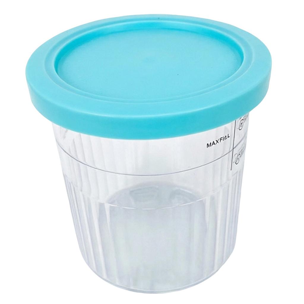 Ripple Texture Ice Cream Storage Cup Compatible with Ninja Creami NC500 NC501 NC700 701-800ml Capacity Food Grade Plastic Container with Lid