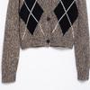 Spring 2025 Women's Plaid V-Neck Knit Cardigan