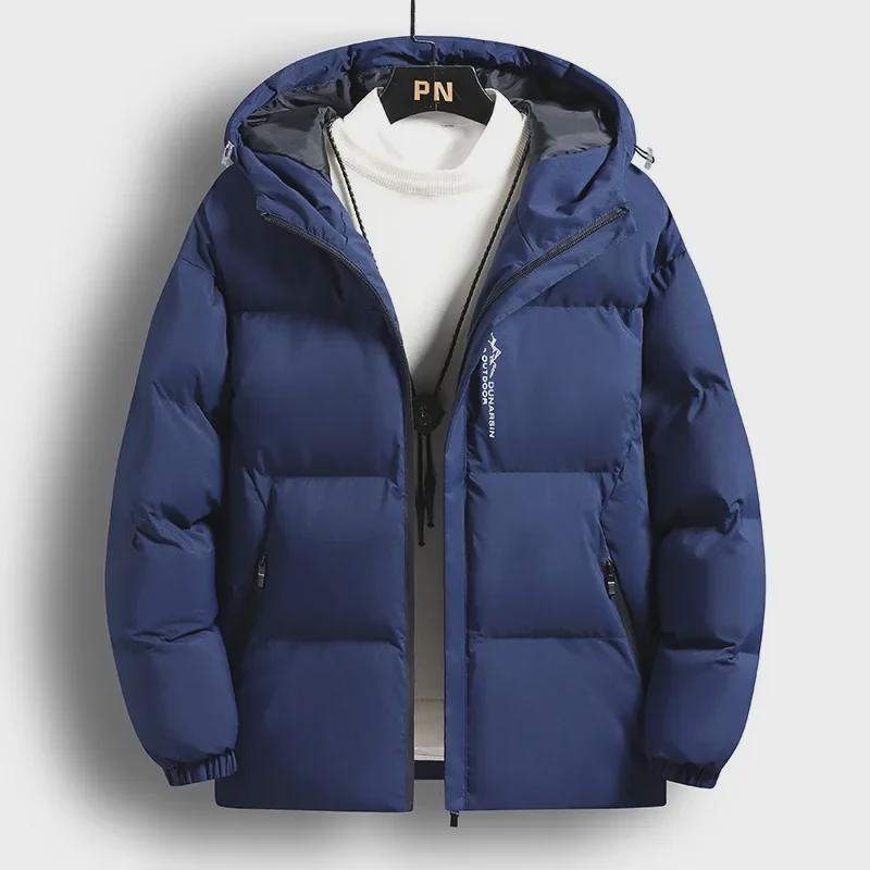 

Чоловічі бавовняні куртки кежуал для бізнесу з капюшоном : Нова Осінньо-Зимова Мода 2XL темно-синього кольору