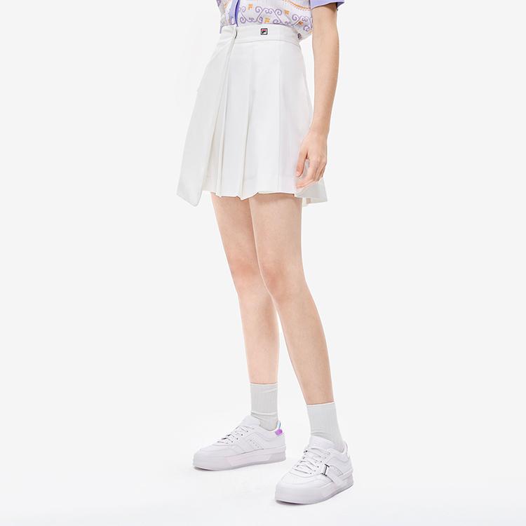 Fila Sports Life Solid Color Pleated Woven Skirt Comfortable Casual Mini Skirt Women skirts Cloud-White F11W238310F-WT