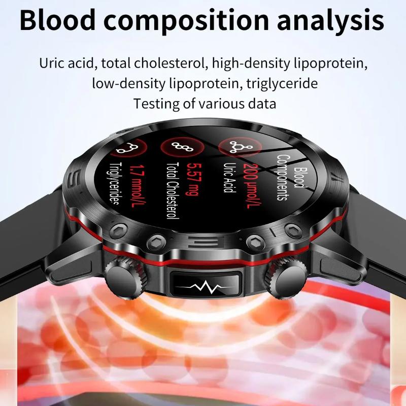 2025 New Smart Watch For Men Health Blood PressureBlood Oxygen Uric Acid Fitness Tracker Watches Bluetooth Call ECG Smartwatch