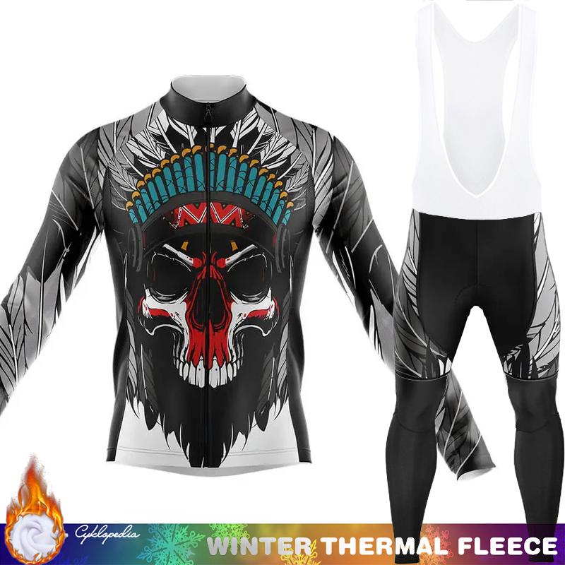 Men's Cycling Jersey Winter Thermal Fleece Biking Clothes Triathlon Road Bikes Man Outfit Long Sleeve Shirt Bicycle Clothing Set