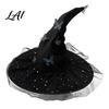 Witch Hat for Halloween Costume Women Large Glitter Sequins Mesh Wizard Lightweight Polyester with Butterfly Accessory Cosplay Comfortable Festival