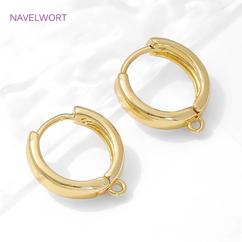 18K Gold Plated Round Shvenzy Earwires,Brass Earring Hooks Findings,Fasteners For Earrings,DIY Jewelry Making Accessories