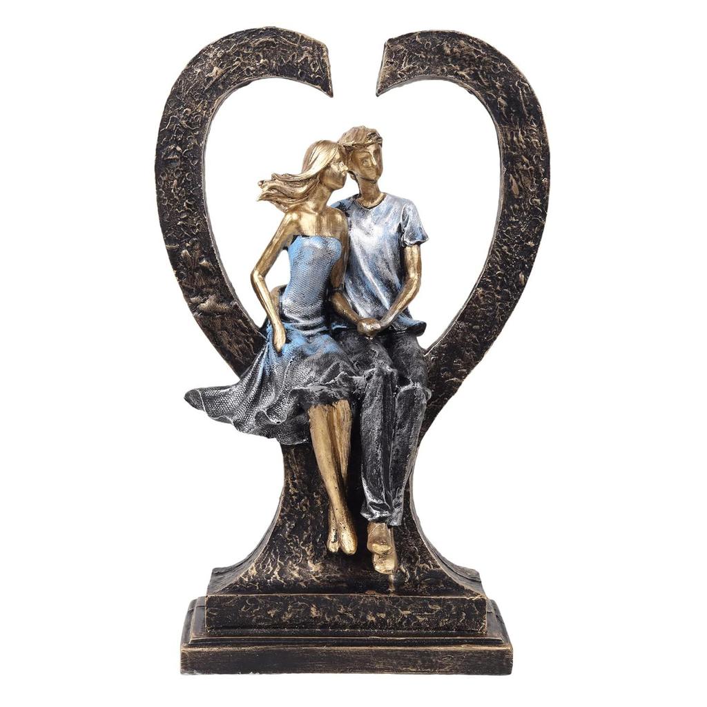 Soška páru ve tvaru srdce, ozdobný kus, sedící soška pro domácí dekoraci, dárek k výročí