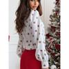 Sweet Spring New Arrival Fashion European and American Style Work Clothing Print Single-Breasted Lace up Bows Long Sleeve Shirt Top Women