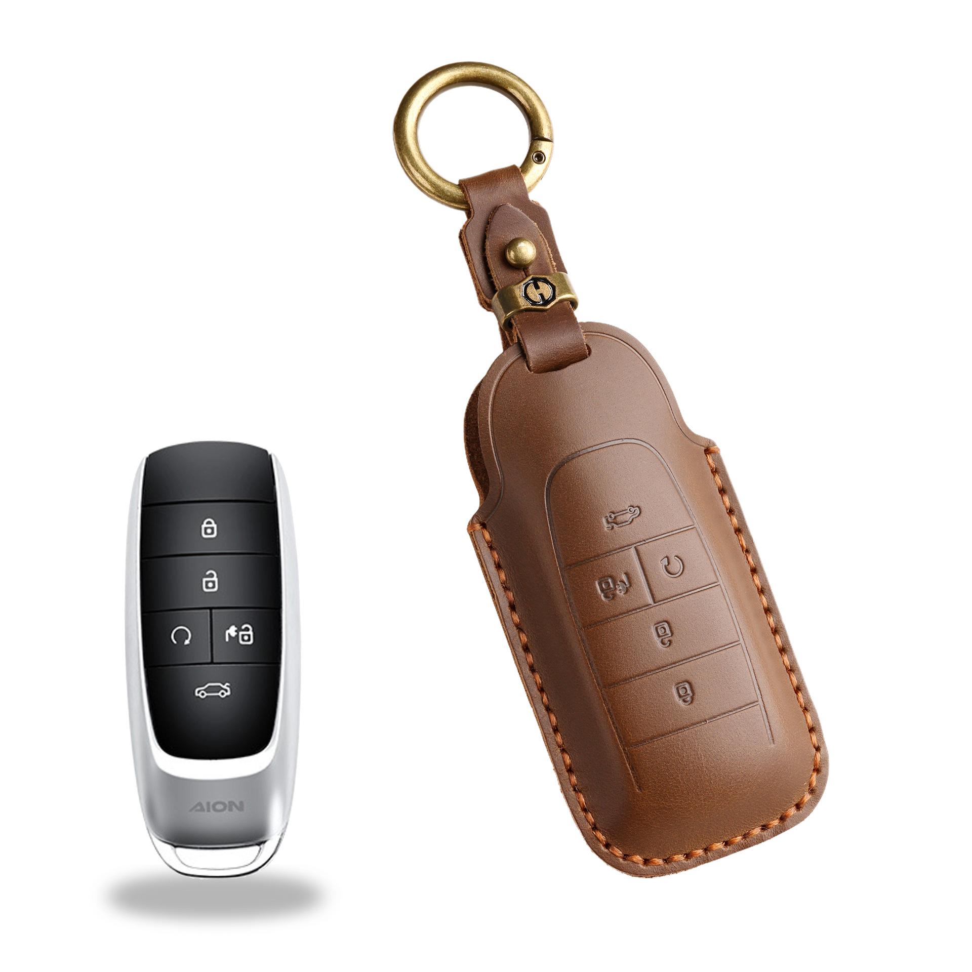 

Ретро чехол для ключа подходит для сумки для ключа GAC AION Y AION S70/80 автомобильный кожаный чехол кольцо коричневый