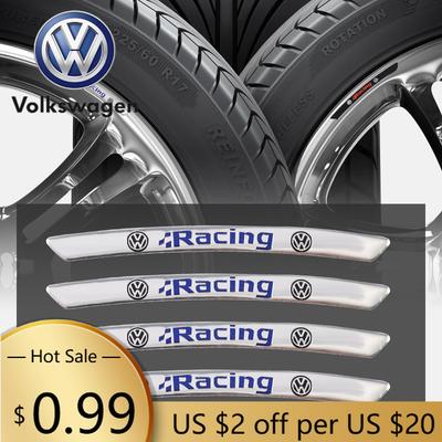 Per VW Volkswagen Jetta MK5 Golf 4 Pezzi Adesivi Mozzo Ruota Auto in Lega di Alluminio Per Volkswagen GTI R-Line R Polo T5 Golf Passat Sci