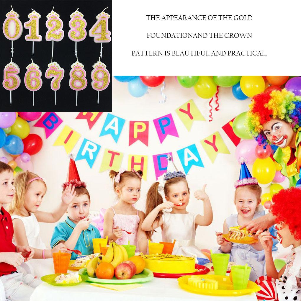 Baking Birthday Candle Golden Glitter Powder Number Party Pie Cake Decoration Kids Gift