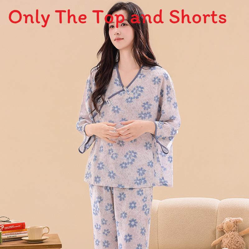 New Oriental Style Womens Pajama Twopiece With Breathable Cotton Satin For Home Use