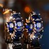 Crystal Green White Blue Square Zircon Stone Hoop Earrings For Women Fashion Female Gold Color Wedding