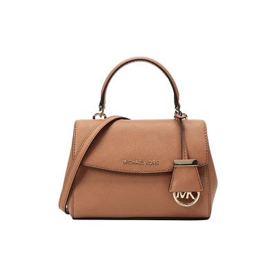 MK Ava Color Sólido Solapa Vintage Versátil Bolso Tote de Cuero para Viajar con Colgante con Logo Bolso de Hombro Cruzado Mini Bolsos para Mujer 32F5GAVC1L-203