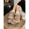 Brown Retro Velvet Thickened Thick-soled Snow Boots 2026 Winter Heightening Warm Fluffy Cotton Shoes