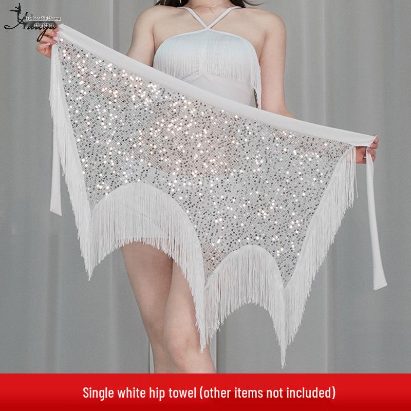 Orienttanz Hüfttuch: Pailletten-Taillenkette & Quasten für Bauchtanz-Übung und -Aufführung.