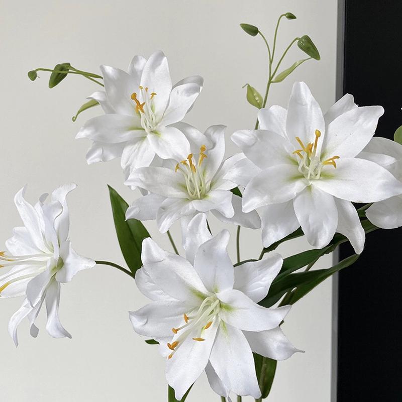 70cm Artificial Lily Flower with 2 Big Blooms Artificial Flowers for Wedding Home DIY Decor Elegant Floral Arrangements
