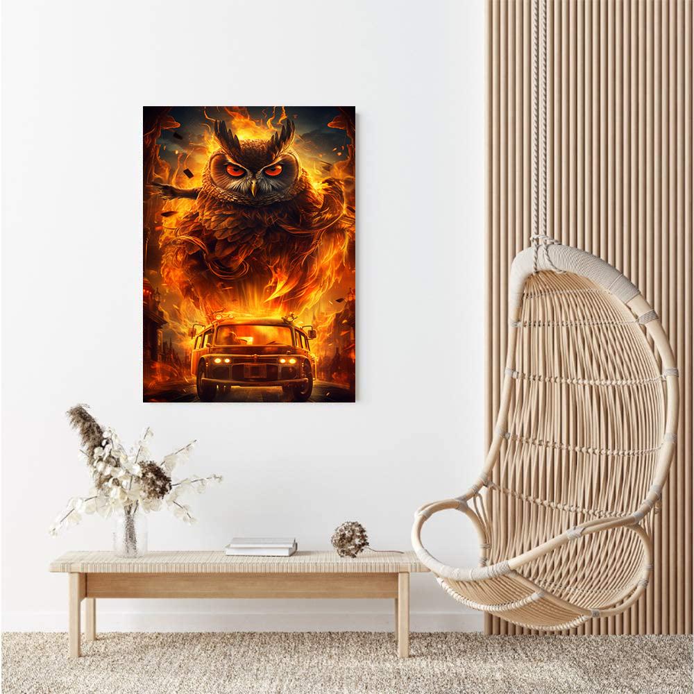 DIY Diamond Painting Flaming Owl Cross Stitch Kit Mosaic Art Diamond Painting Full Circle/Square Diamond Home Decoration