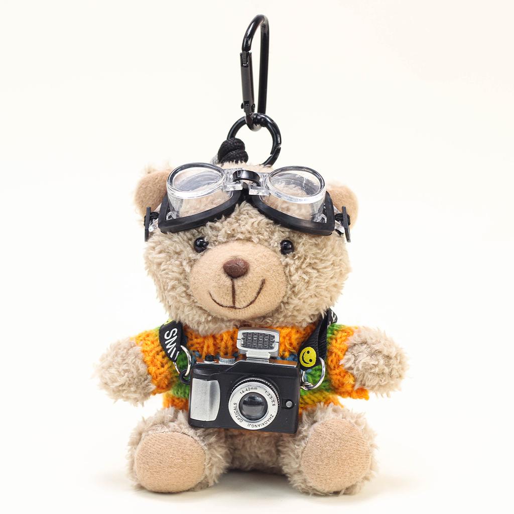 Cute Space Bear Plush Camera Bag Charm Cartoon Doll Keychain Creative Gift