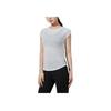 Solid Color Breathable Sports Fitness Short Sleeve Raglan T-Shirt Women Tops Gray 1350070-014