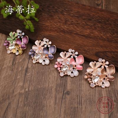 New Color Painting Oil Geometric Flower Diamond Magnetic Brooch, Fashionable and High-end Women's Versatile Brooch