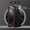 Black gold line flower pattern tempered glass phone case suitable for iPhone 17 16 15 14 13 12 11 Pro Max Plus scratch resistant