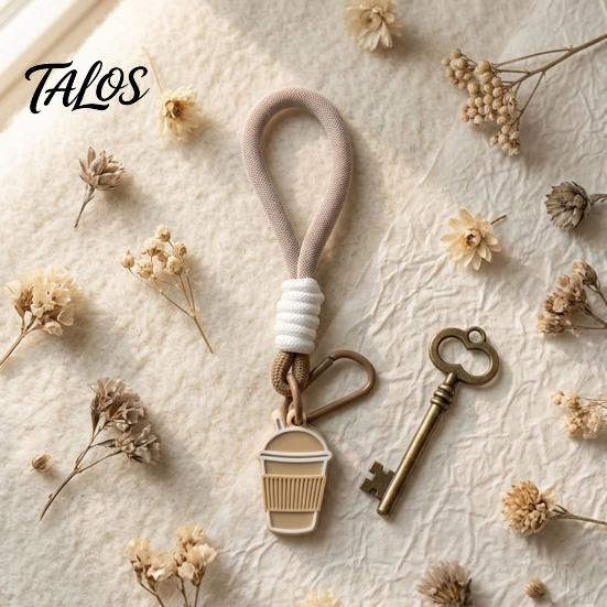 Miniature Cup Keychain Pendant Milk Tea Pendant, 3D Printed with Decorative Bag Braided Lanyard, Backpack Charm Accessory Hanging Key Chain