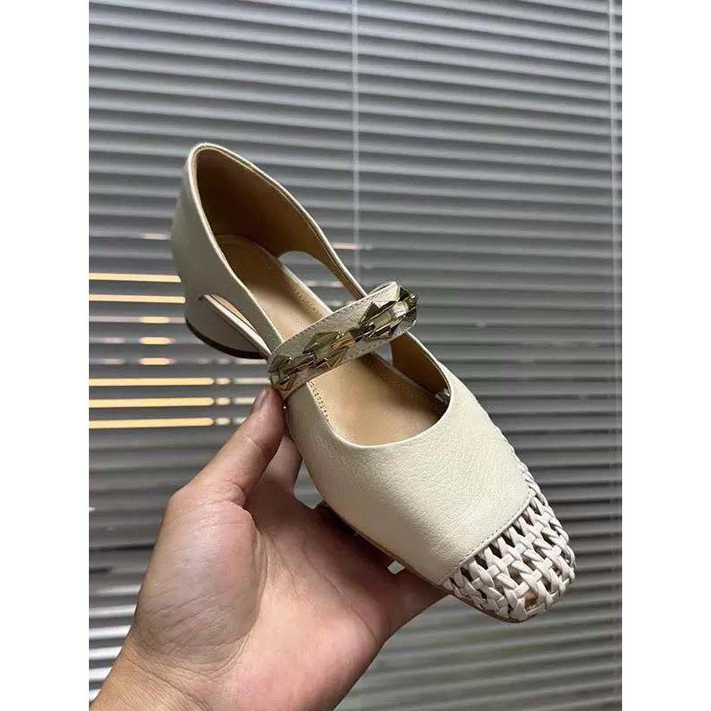 

Summer new metal sequined bag head drag small round head shallow mouth word with low heel outer wear single shoes 35