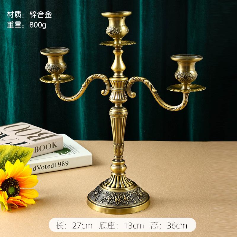 3/5-head European Metal Candlelight Candlelight Dinner Candlestick Retro Home Decoration 1pc