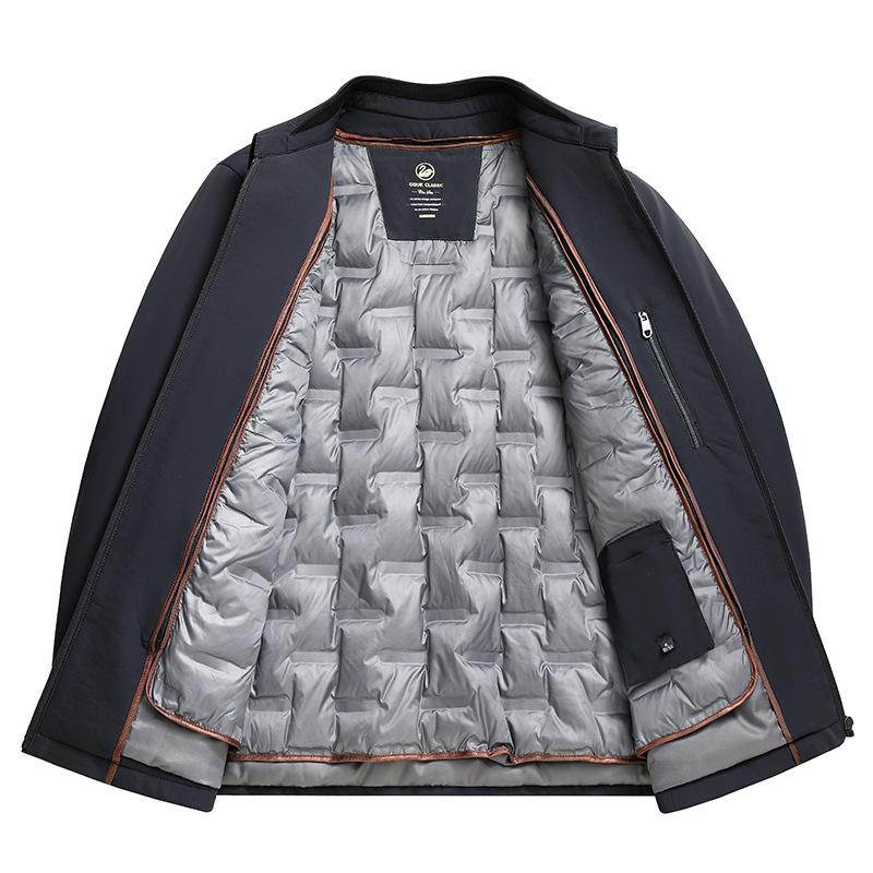 Men's White Goose Down Warm Jacket Winter New Lapel Men's Milk Silk Fabric Short Down Jacket for Men