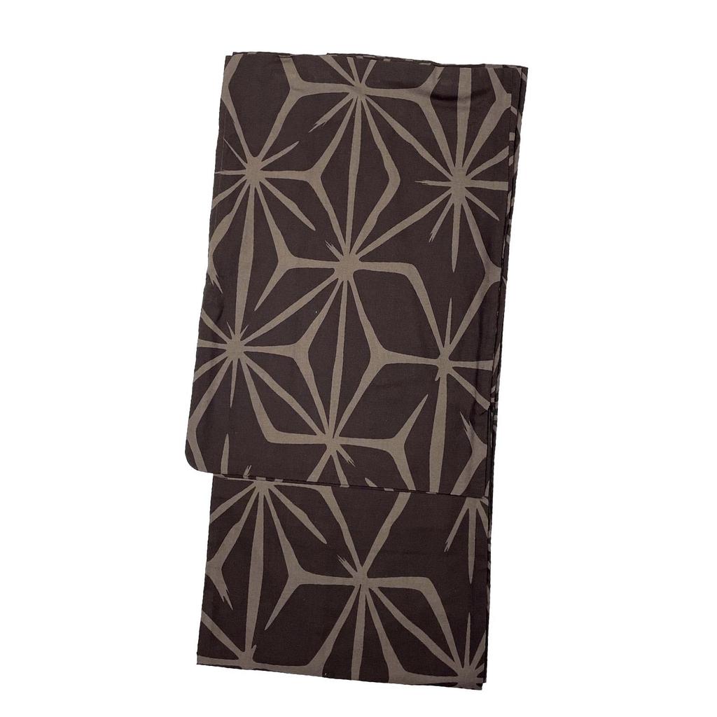 Fuuka Yukata and Obi Set Size Hemp Leaf Pattern Size Z33002X Men's (2 Pieces), LL, Brown, (Obi/Black, B43)