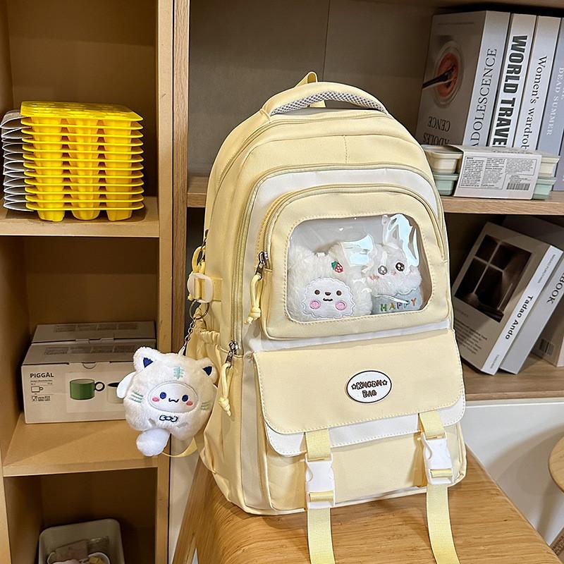 Simple Big Capacity Backpack With Transparent Compartments And Letter Decor