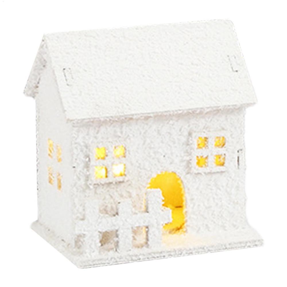 Keramisk Julelandsby Hus Ornament LED Opplyst Juletrehytte Skrivebord Hjem Pynt Julelampe Romdekor