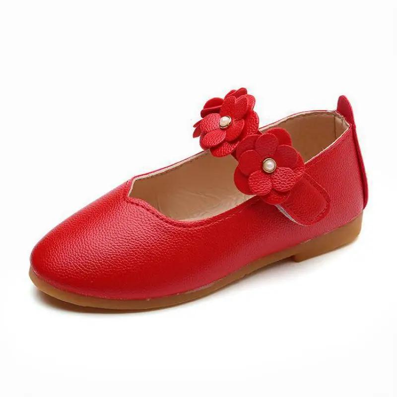 summer Girls Princess Leather Shoes For Children Dress Shoes Sandals Flowers Fashion White Wedding Kids School Flat Shoes