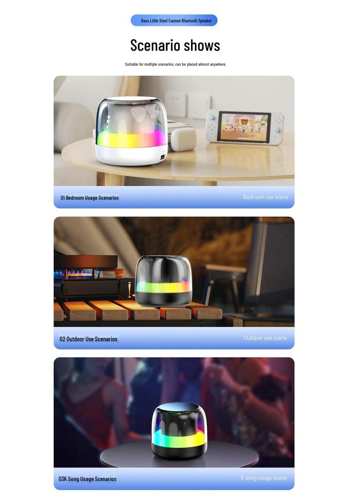 RGB Bluetooth Speaker: Portable Wireless Outdoor Cycling Mini Speaker with Heavy Bass