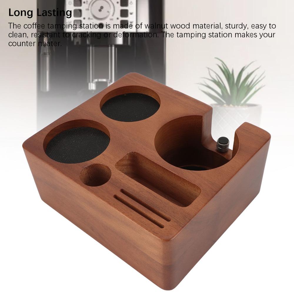 Multifunctional Coffee Tamper Station Compatible Wooden Tamper Stand Espresso Making