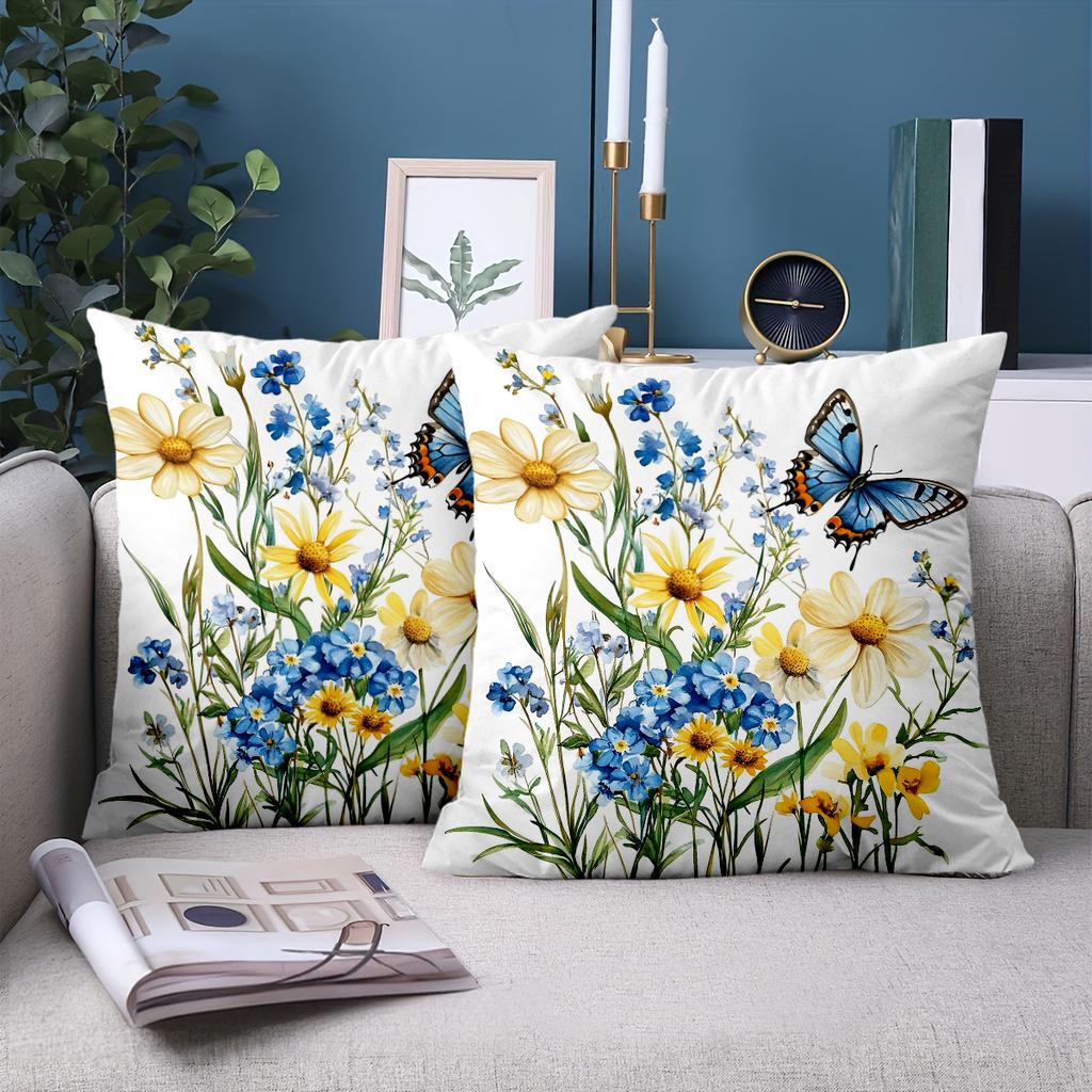 1 Pieces Floral Butterfly Print Decorative Throw Pillow Covers Polyester Pillowcase Sofa Decorative Cushion Cov Headboard Pillow