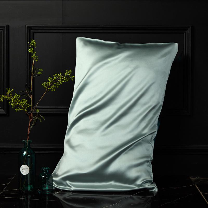 European Style Pure Mulberry Silk Double-Sided Pillowcase, Solid Color, Envelope Style, Beauty Pillowcase.