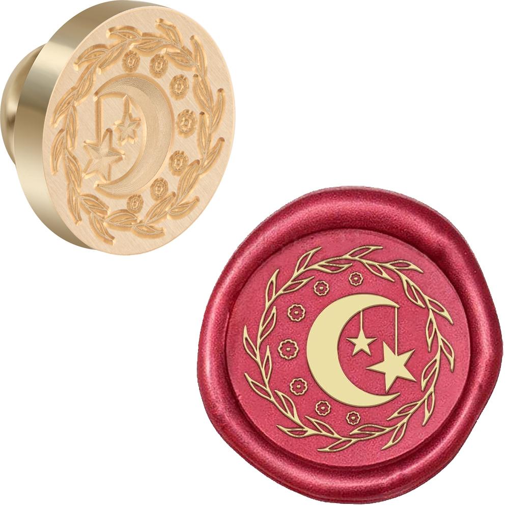 Moon Series Wax Seal Stamp Lotus Replaceable Sealing Wax Stamp 25mm Brass Head for Halloween Invitations Envelope Cards Decorati
