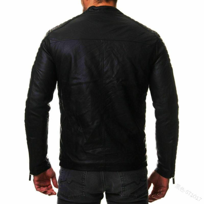 European and American men's leather jacket PU leather stand-up neck zipper cardigan jacket leather jacket