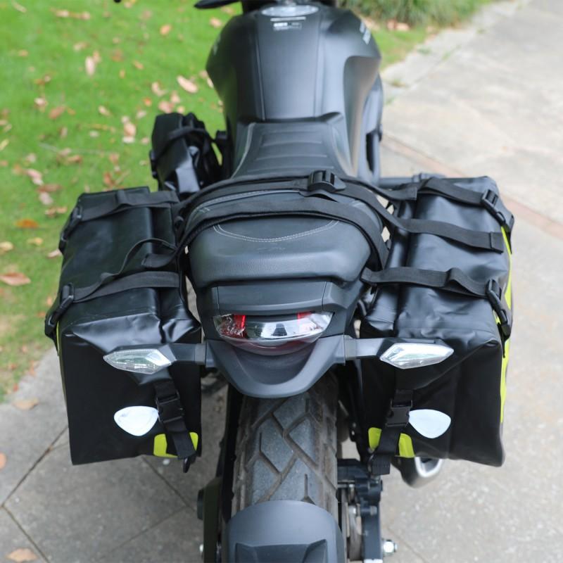 50L Waterproof Motorcycle Saddle Bag Rear Seat Tail Touring Motorcycles With PVC Material Fluorescent Green Orange
