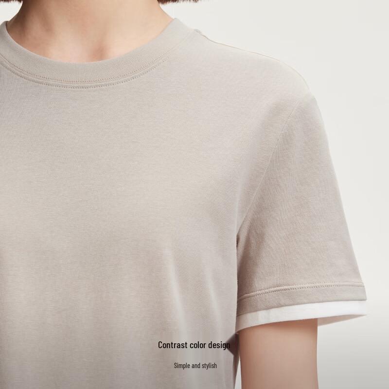 VEROMODA Women's Slim Fit Color Block Round Neck T-Shirt