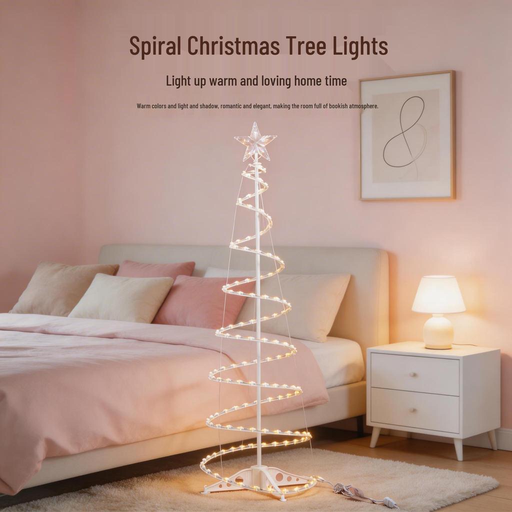 1.8m Tungsten Wire Spiral Christmas Tree Lights, Simple Ins Style, Festive Glow
